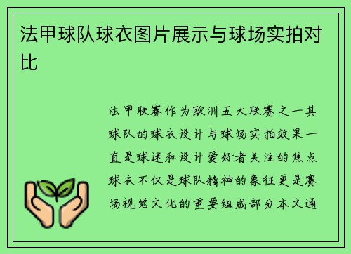 法甲球队球衣图片展示与球场实拍对比